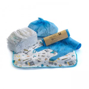 Rolled pack tie handle nappy sacks