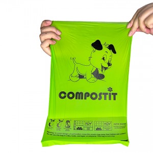 Saco externo embalado em sacos de cocô de cachorro com topo plano