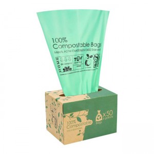 Caixa dispensadora embalada com sacos de lixo de topo plano