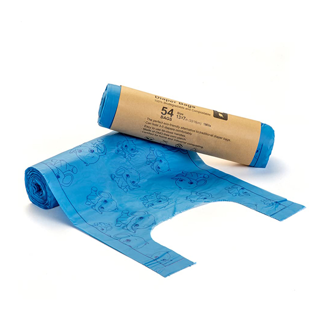 Rolled pack tie handle nappy sacks